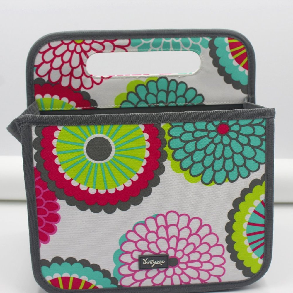 New thirty one double duty caddy in Bubble Bloom print, easy clean nylon